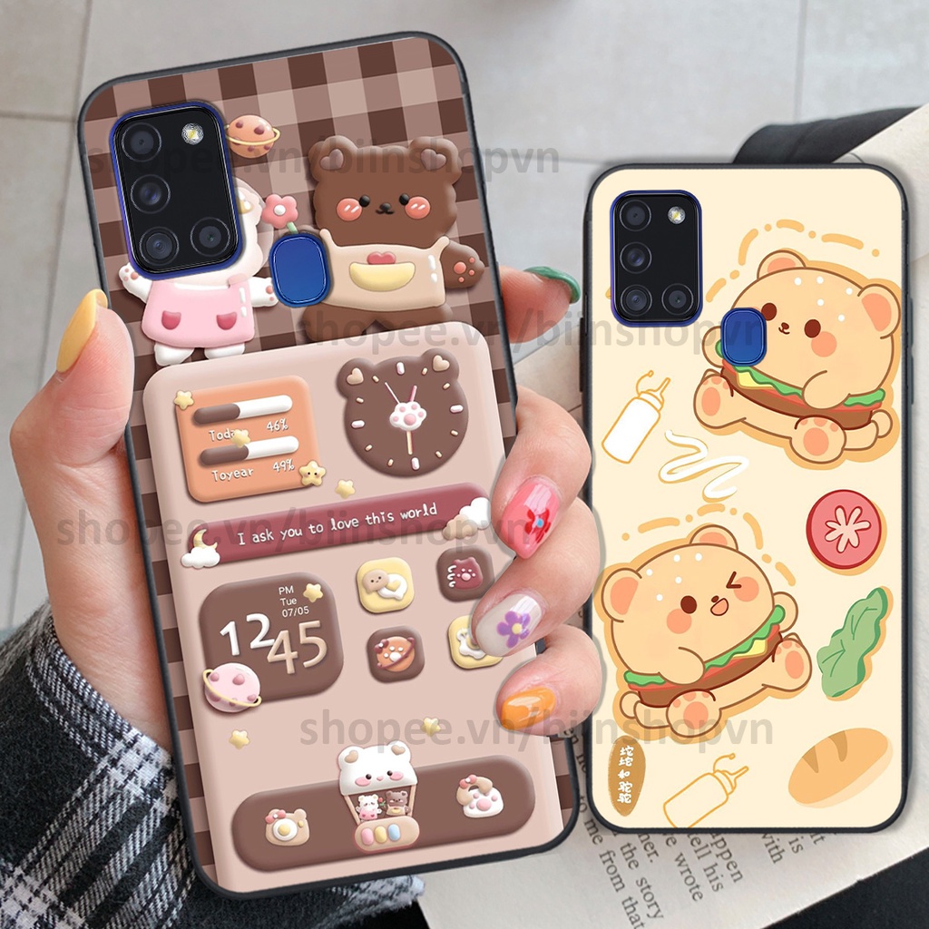 Ốp Samsung A21s in hình gấu chocolate kẹo ngọt siêu đẹp siêu xinh