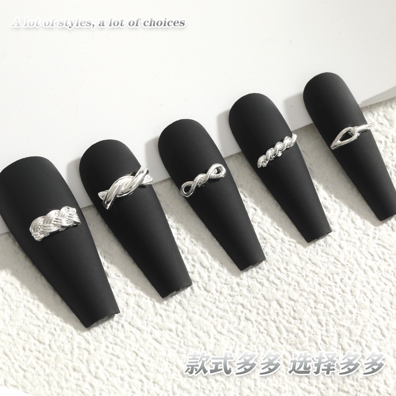 Phụ Kiện Trang Trí Móng Tay Nghệ Thuật Thắt Dây Bện Bằng Hợp Kim Thời Trang