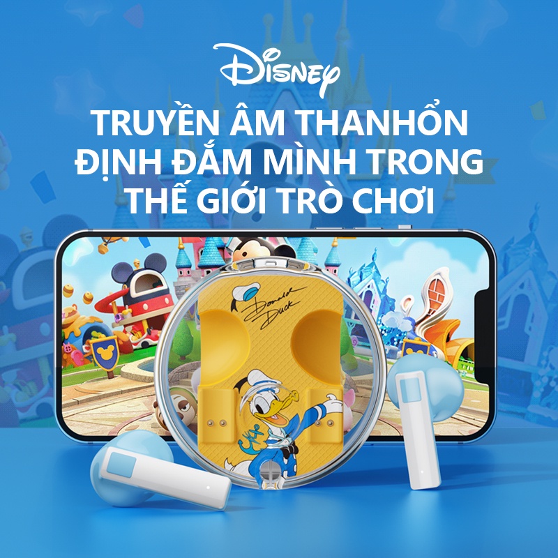 Tai nghe Disney LK-11 nhét tai không dây bluetooth 5.3 âm thanh nổi HD chống nước thời lượng pin siêu dài độ trễ thấp