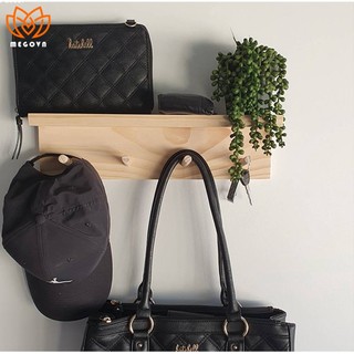 Kệ Treo Áo Khoác, Khăn, Đồ Dùng Gắn Tường Bằng Gỗ Thông, Kệ Gỗ MEGOVN