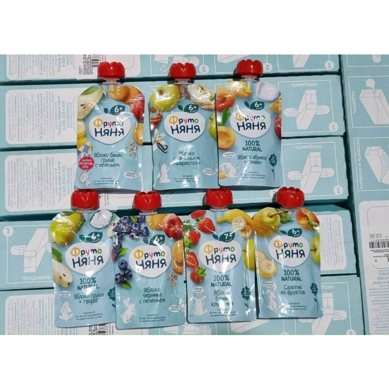 Hoa quả nghiền Fruto nhập khẩu từ Nga nhiều vị cho bé từ 4 tháng trở lên