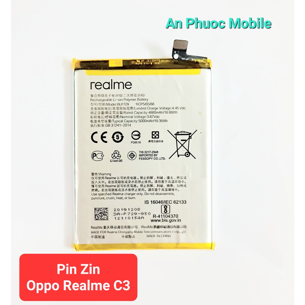 Pin(BLP729) Điện thoại Oppo Realme C3 hàng Zin tháo máy