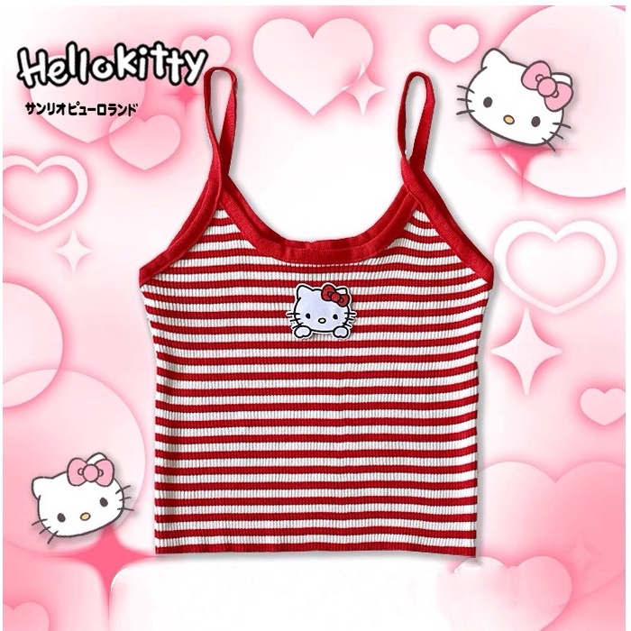 Áo Hai Dây Họa Tiết Hello kitty y2k Dễ Phối Đồ Cho Bé Gái