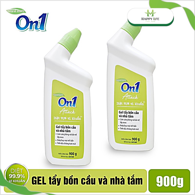 Tẩy bồn cầu, gel bồn cầu toilet, tẩy nhà vệ sinh On1 Attack diệt 99,9% vi khuẩn 900g - Happy Life 4U