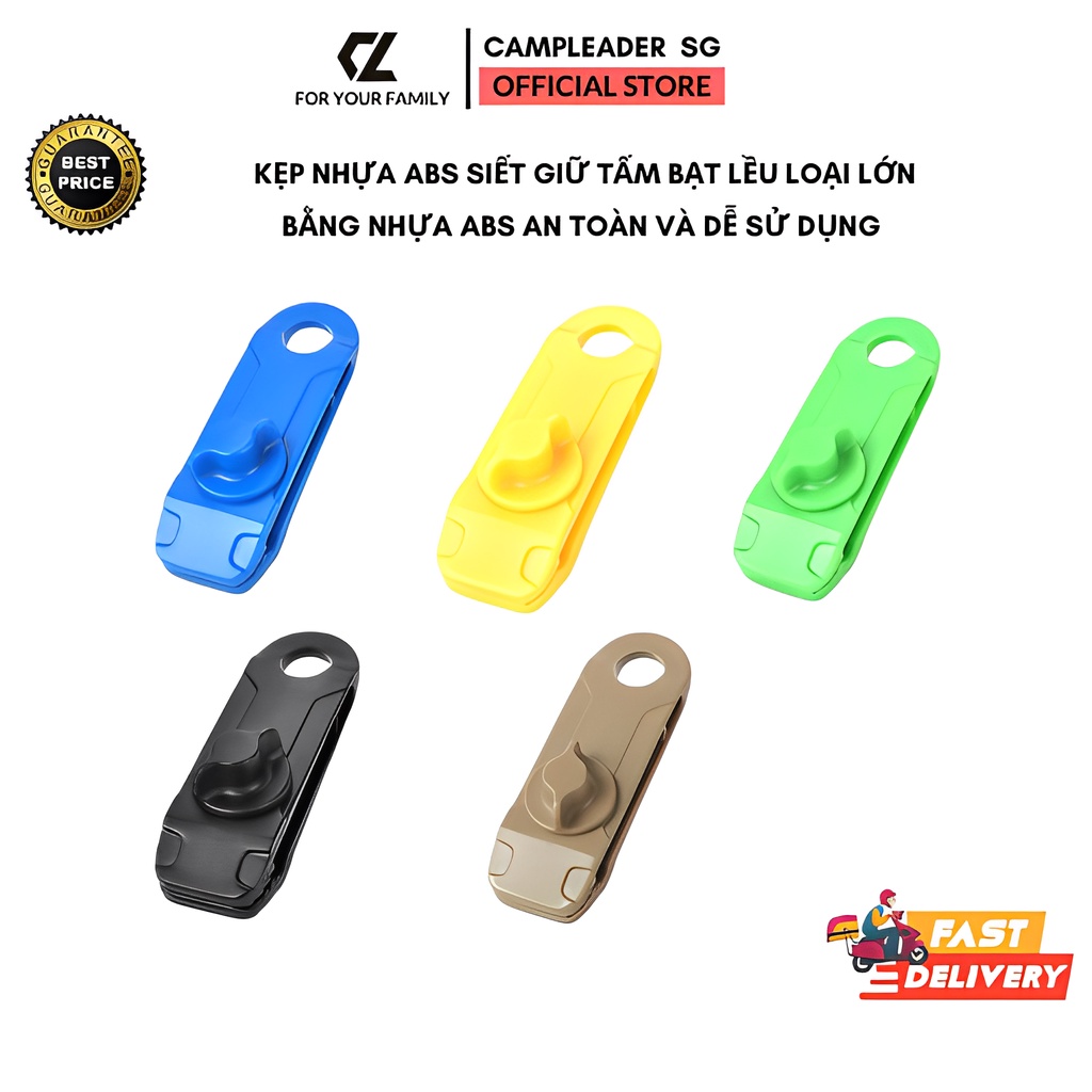 Kẹp Nhựa ABS Căng Lều Màu Đen Chịu Lực Tốt Ngàm Siết chặt Dùng Cắm Trại Dã Ngoại đi Phượt - Chính Hãng Campleader SG