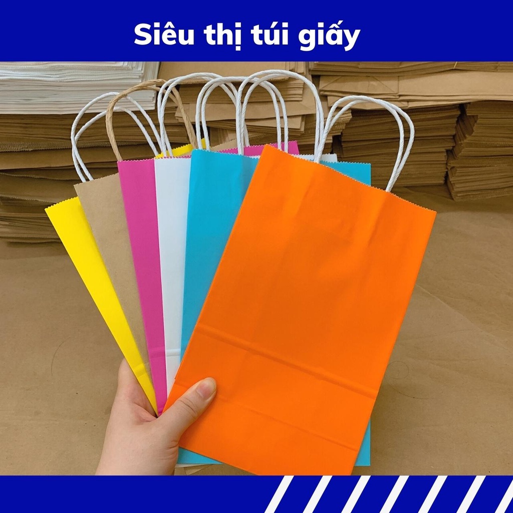 Combo 50 túi giấy mã 03: 15.5x9x25 in màu có quai (ảnh thật)