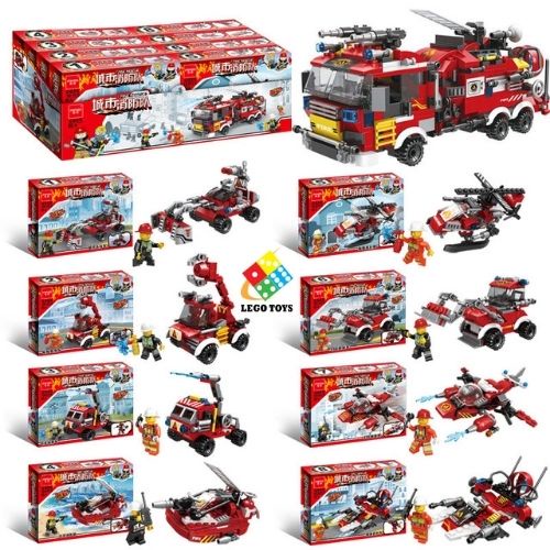 LEGO Cứu Hỏa 906 Mảnh Ghép - Bộ Đồ Chơi Lắp Ráp Biệt Đội Cứu Hỏa - Xe Lu - Xe Cẩu - Máy Bay Phun Nước