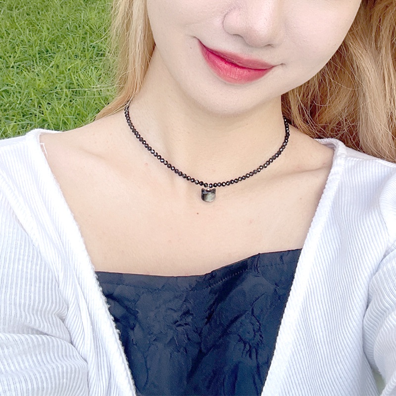 Vòng Cổ Choker Hình Mèo Trắng Đen Siêu Lấp Lánh Dễ Thương