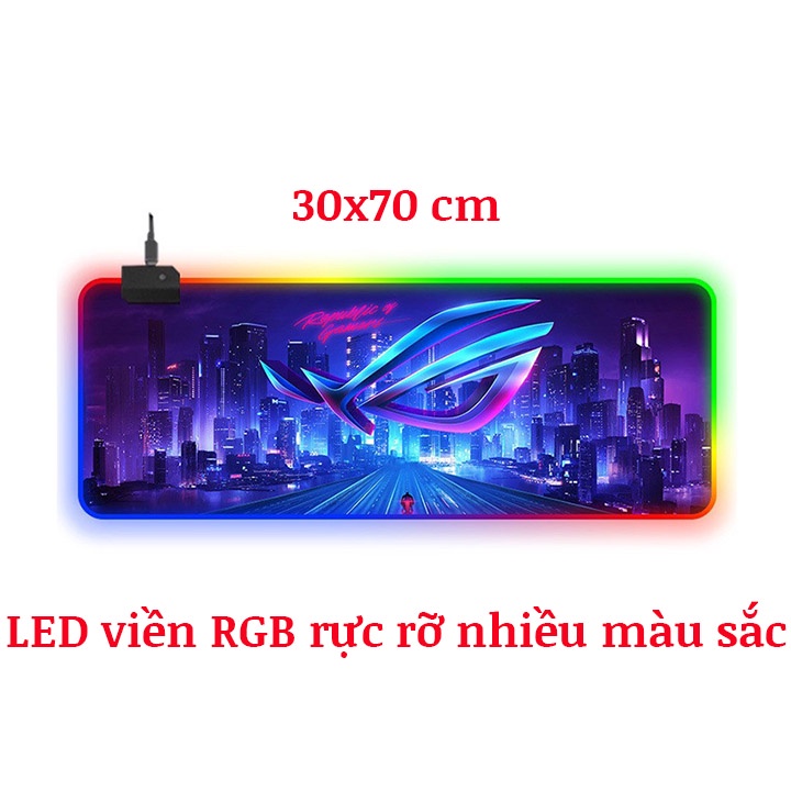 Bàn Di Chuột Gaming Logo Asus ROG Cyberpunk Led viền RGB Cao Cấp