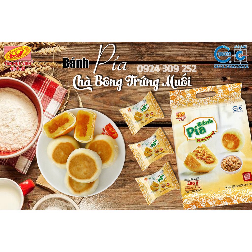 Bánh Pía Chà Bông Trứng Muối Tân Huê Viên Túi 12 Bánh