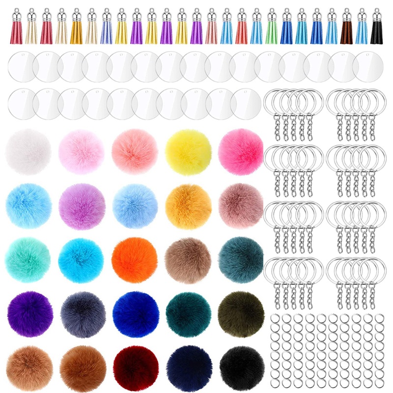 1 Cặp Móc Khóa Acrylic Trong Suốt Hình Tròn