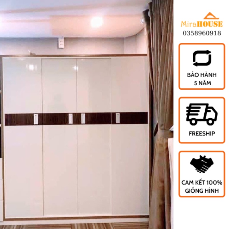Tủ Nhựa Đài Loan 4 Cánh Cửa Lùa - Tủ nhựa cửa trượt cao cấp không cong vênh mối mọt ẩm mốc bền đẹp đựng quần áo chăn màn
