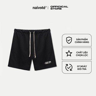 Quần short thể thao nam nữ chất liệu nỉ da cá Futuristic Logo shorts NAIVETE