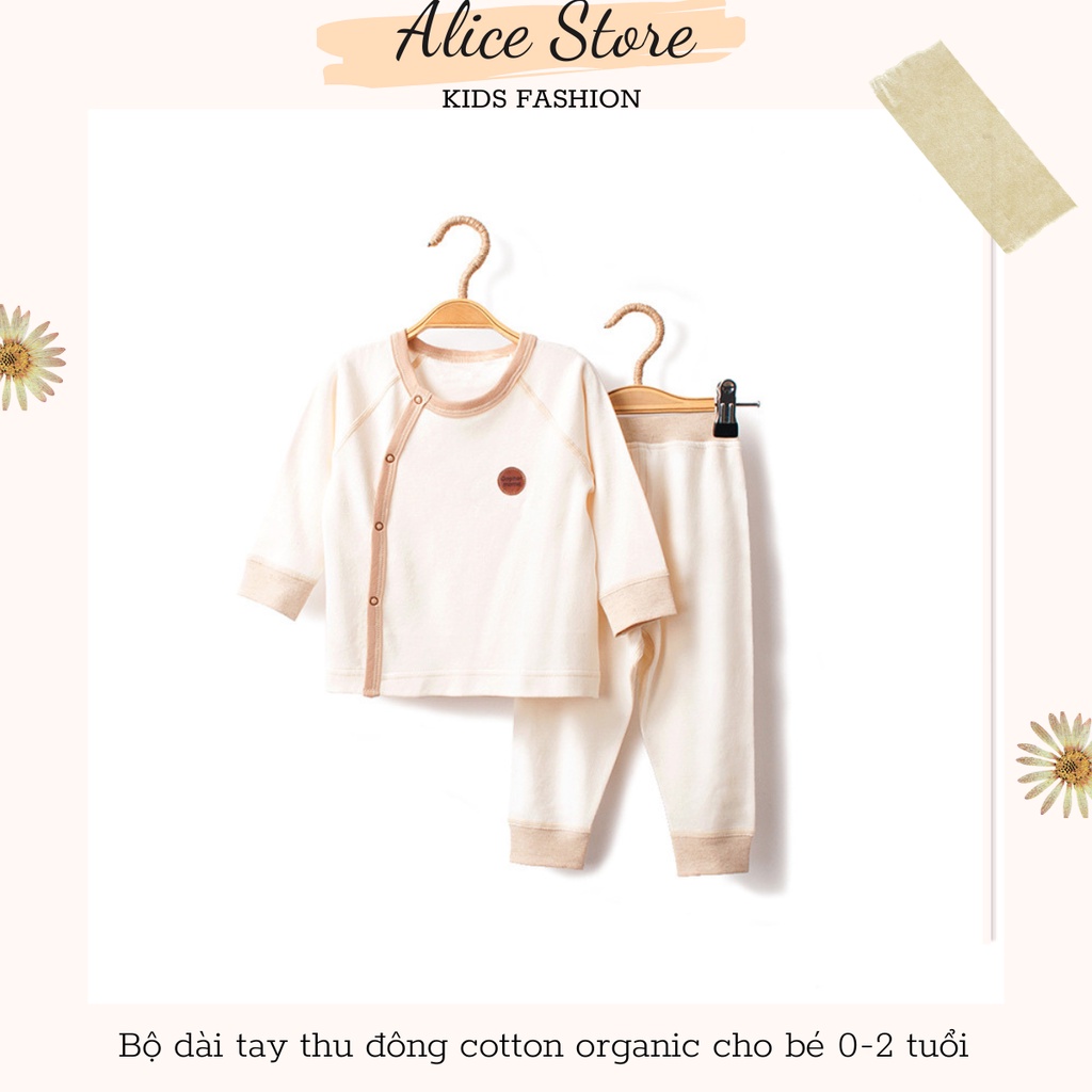 Quần áo trẻ em 💖FREESHIP💖 Bộ quần áo thu đông dài tay cotton hữu cơ tự nhiên 100% cotton organic cho bé 0-2 tuổi
