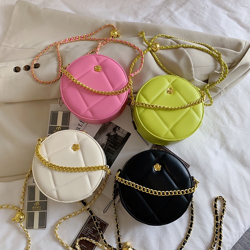 Túi Đeo Chéo Dây Mắt Xích Tròn Đính Kim Cương Dành Cho Nữ