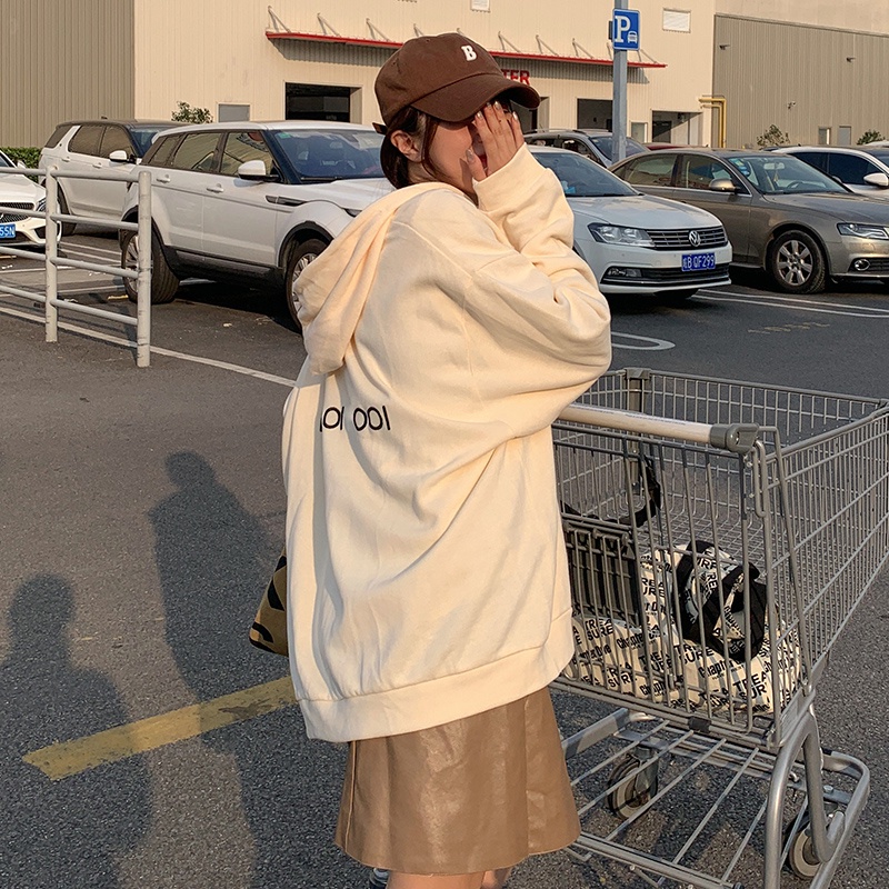 Áo khoác hoodie SUXI có khóa kéo tay dài phong cách Hàn Quốc trẻ trung thời trang dành cho nữ