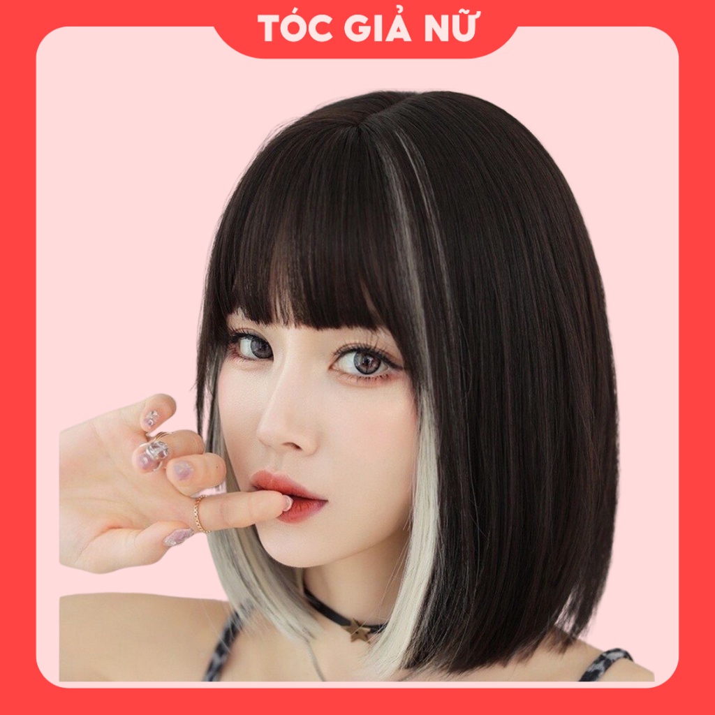 Tóc giả nguyên đầu - cả đầu vic light trắng xu hướng 2021 tặng lưới đội tóc