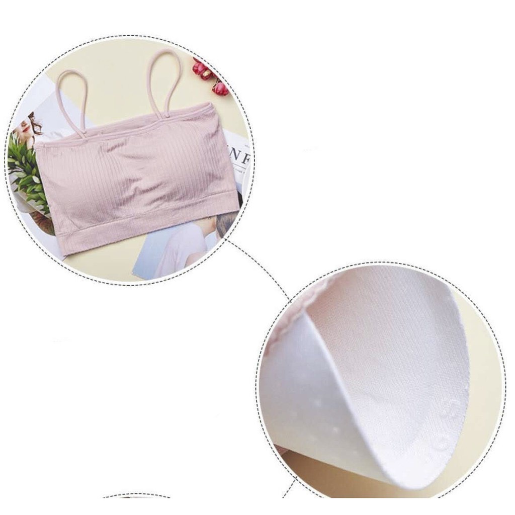Áo Bra Nữ Cotton Gân Tăm 2 Dây Có Mút Ngực Trẻ Trung ANA 809