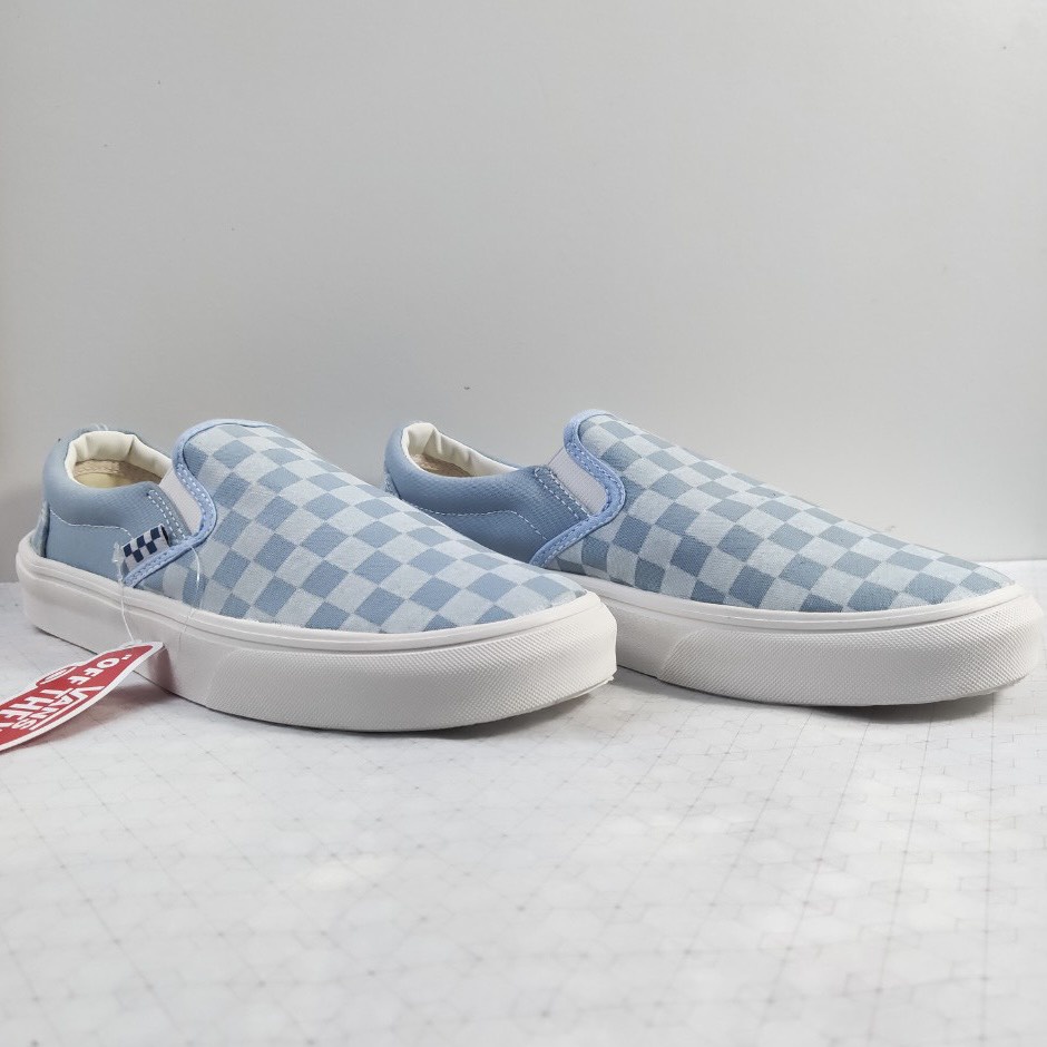 Giày Thể Thao Van Slip On Caro Xanh Ngọc