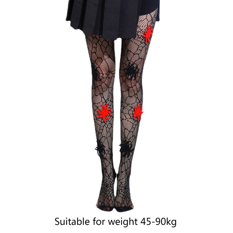 Youyo Quần Tất Lưới Đen Gothic Họa Tiết Cobweb Halloween Cho Nữ