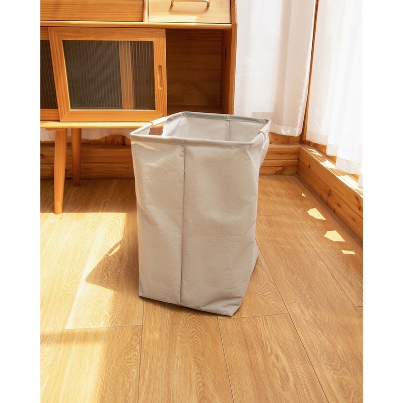 Giỏ Đựng Quần Áo Dơ In Chữ Bằng Vải Chống Nước Với Tay Cầm Bằng Gỗ