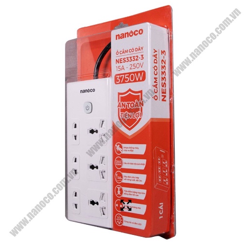 Ổ CẮM ĐIỆN PANASONIC Nanoco Nes3332-3 - Ổ CẮM ĐIỆN CÓ DÂY 2 CHẤU