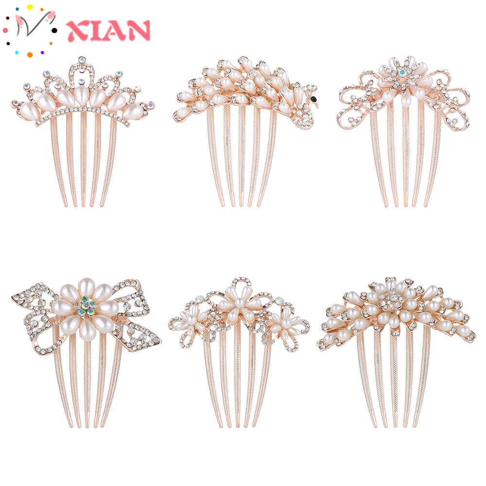 Lược Cài Tóc Cô Dâu Hình Hoa Lá Sang Trọng|Đồ Trang Trí Tóc