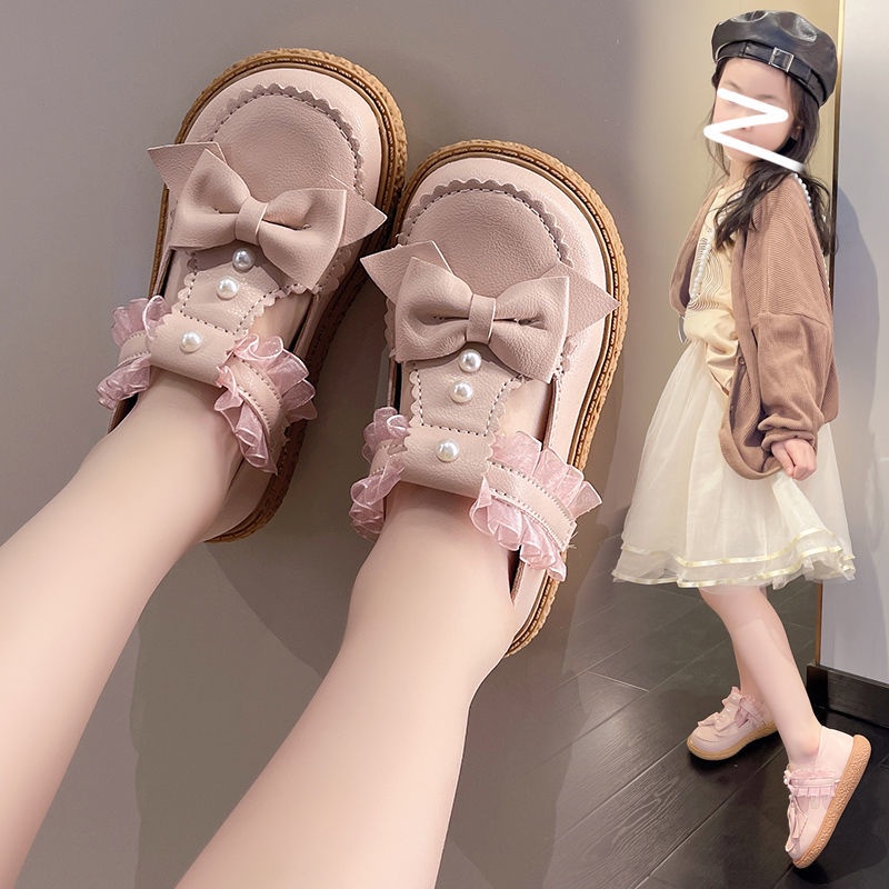 Giày Búp Bê Da Đế Mềm Đính Hạt Giả Ngọc Trai Xinh Xắn Phong Cách Lolita 2022 Cho Bé Gái