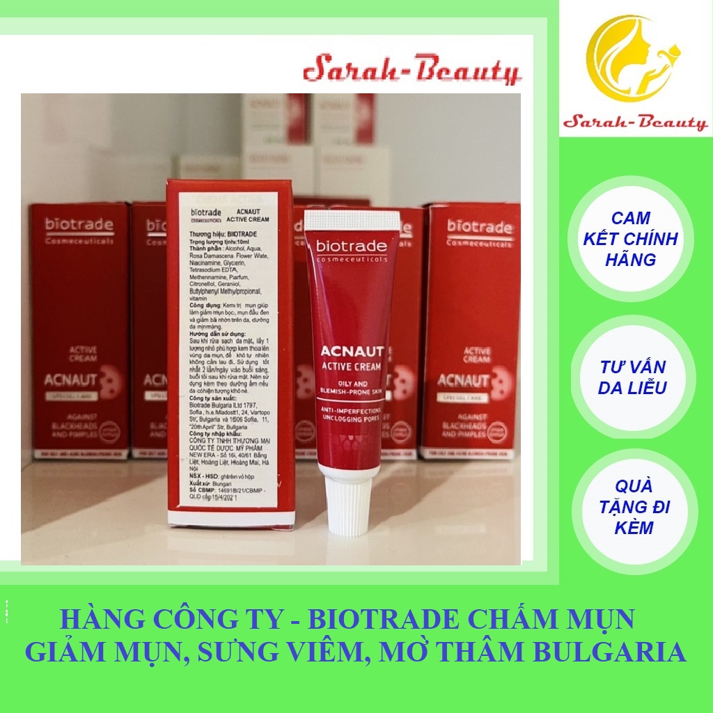 [CHÍNH HÃNG] Kem mụn Biotrade Active cream  chấm mụn giảm mụn sưng viêm, mờ thâm Bulgaria 5ML