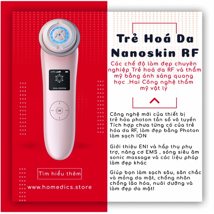 Máy nâng cơ trẻ hoá da 9 in 1 công nghệ Nano Photon RF, EMS , Sóng siêu âm NanoTime F82E HTBeauty
