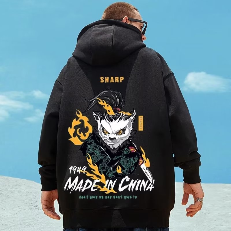 Áo Hoodie Dáng Rộng In Hình Gấu Trúc Thời Trang Thu Đông Cho Nam Size M-8XL