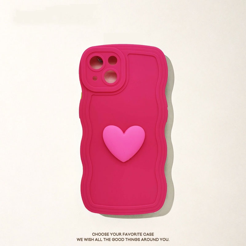 Ốp Điện Thoại Silicon Dẻo Màu Macaron Hình Trái Tim 3D Cho IPhone14 13 11 12 Pro Max X XS XR XSMAX 7 8 Plus