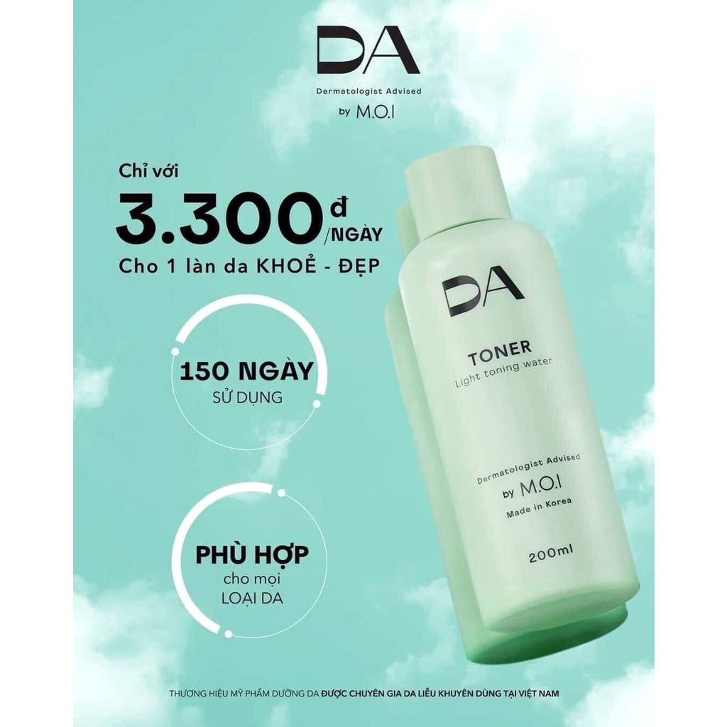 CHÍNH HÃNG - Toner D.A by M.O.I dưỡng da trắng sáng, mịn màng cấp ẩm tức thì - Bun cosmetic | BigBuy360 - bigbuy360.vn