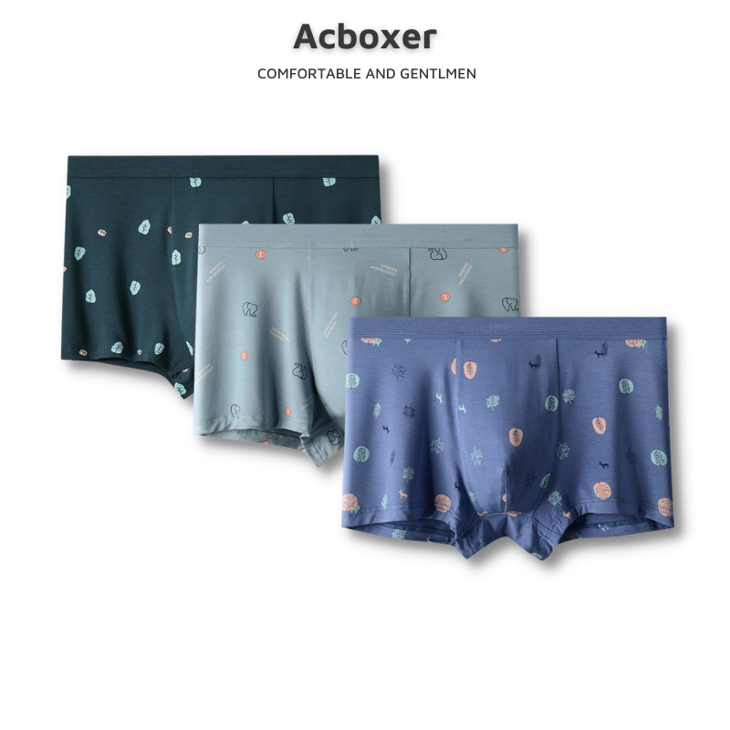 Quần lót nam, sịp đùi boxer vải Modal (gỗ sồi) in họa tiết hàng cao cấp mềm mại thoáng khí ACBX01