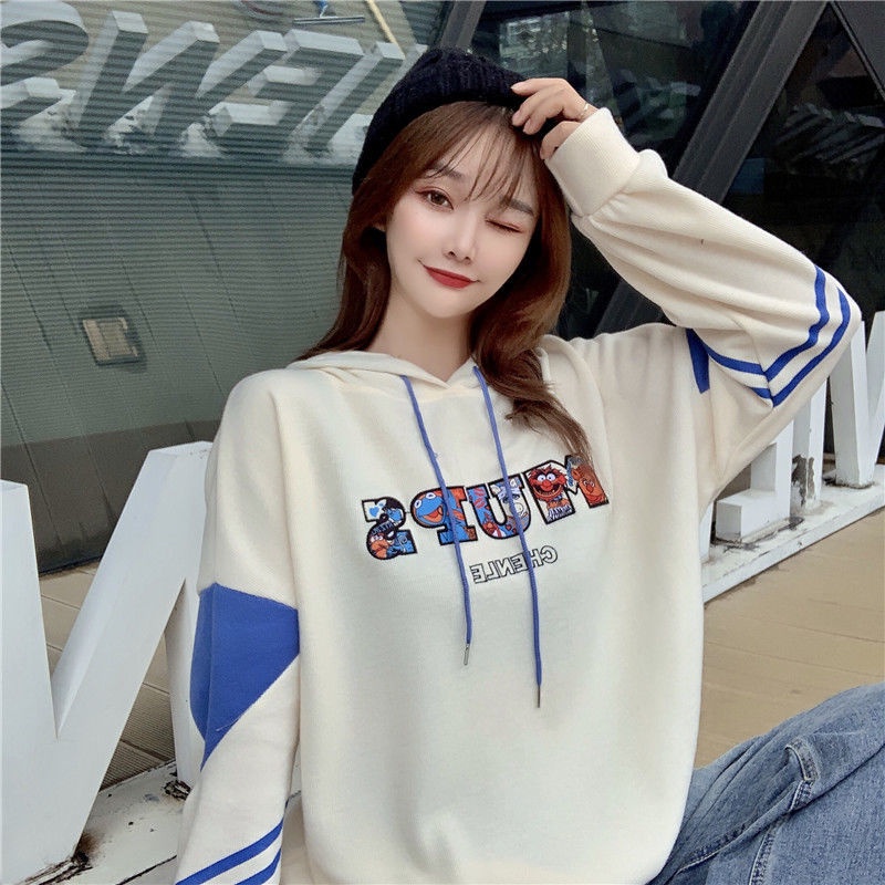 ZHELIHANGFEI Áo Hoodie Dài Tay Dáng Rộng In Hình Hoạt Hình Anime Dễ Phối Đồ