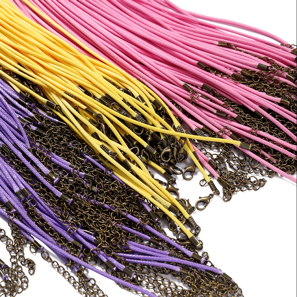 St.kunkka 1.5 / 2mm 50cm 10 cái Sợi bông Sợi Sáp Đồng thau Khóa vòng cổ có thể điều chỉnh