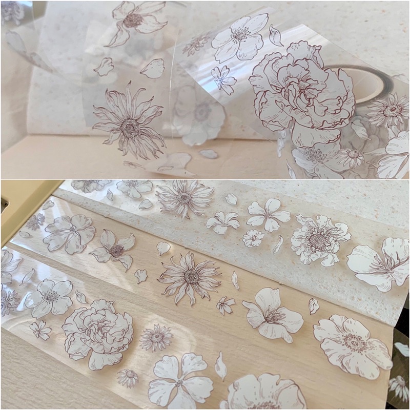 3 mẫu băng dính PET tape hoạ tiết hoa và nhân vật đáng yêu của Enoma Studio