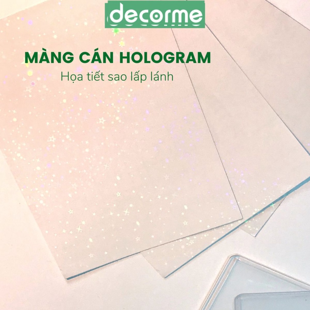 Màng cán Hologram họa tiết lấp lánh trang trí toploader card ảnh Size A6 Decorme kích thước 101x150mm