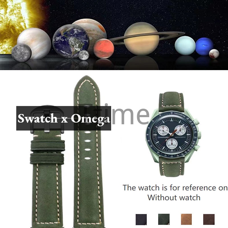 Dây Đeo Đồng Hồ Bằng Da Ngựa Nhám Mềm 20mm Cổ Điển Cho Omega SWATCH Moon