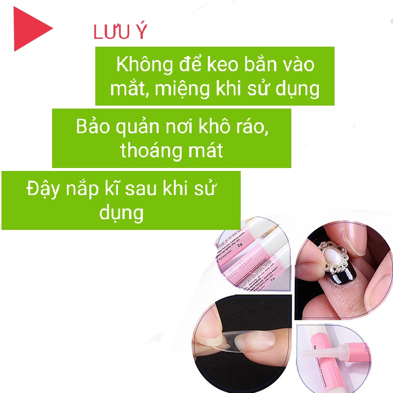 Keo mini dán móng giả, nail box ,tuýp nhỏ 2g,Sét 10 lọ