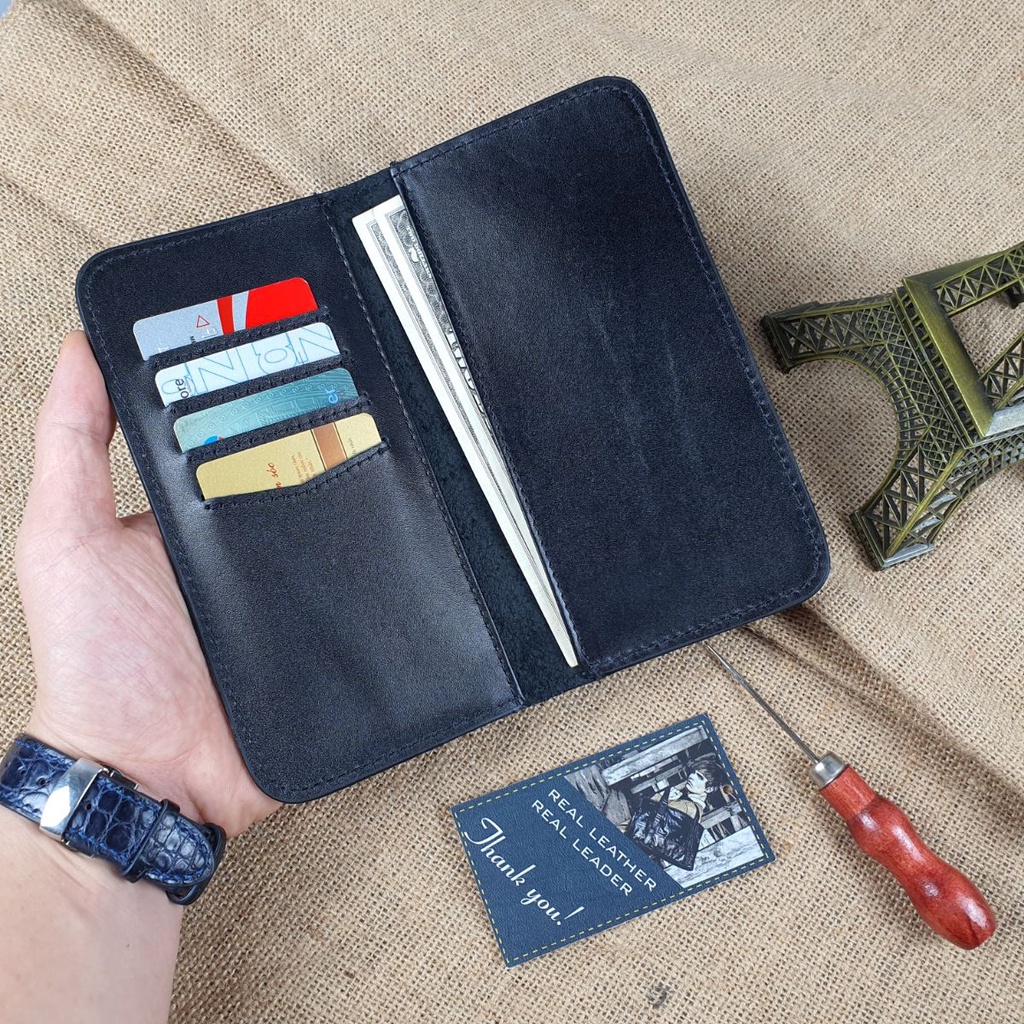 Ví dài mini nam nữ siêu mỏng da bò thật WL118VB  -100% da bò thật, BH 3 năm