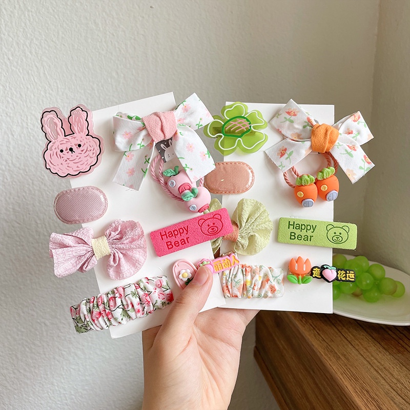 Set 09 ghim tóc, chun tóc, kẹp tóc cho bé gái và bạn gái may thủ công xinh xắn, dễ thương ngọt ngào