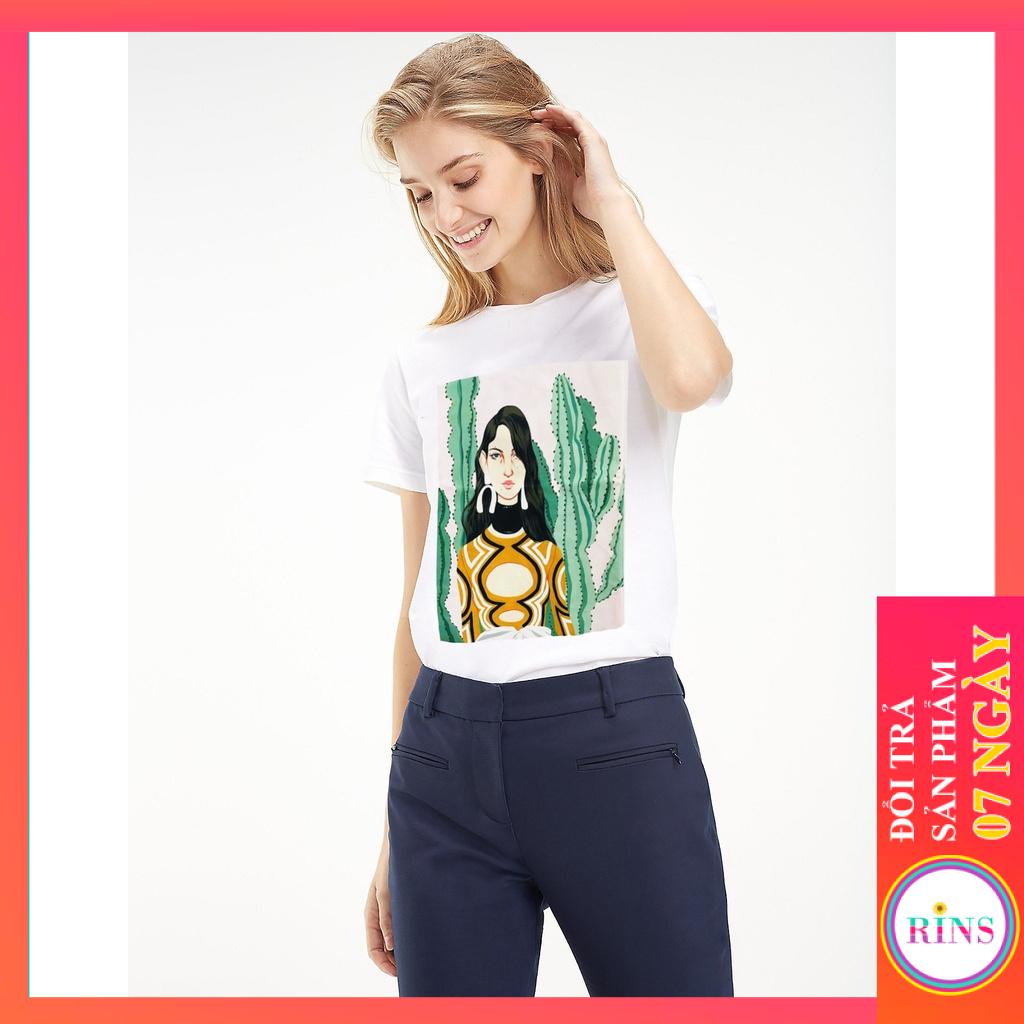 ÁO THUN ZARA VNXK HỌA TIẾT IN HÌNH HỌA TIẾT CÔ GÁI - COTTON 100% 4C FORM CHÂU ÂU