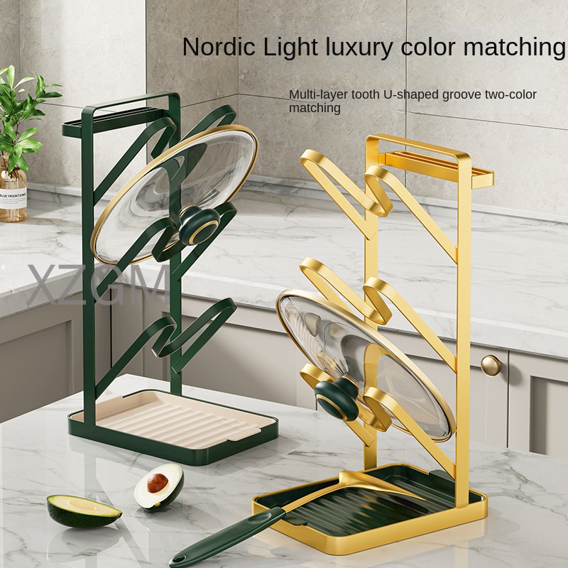 Còn hàng, Giá bếp inox sơn mài, chống xước, chịu lực tốt, dùng để đựng và sắp xếp nắp nồi / thớt / dao / xẻng