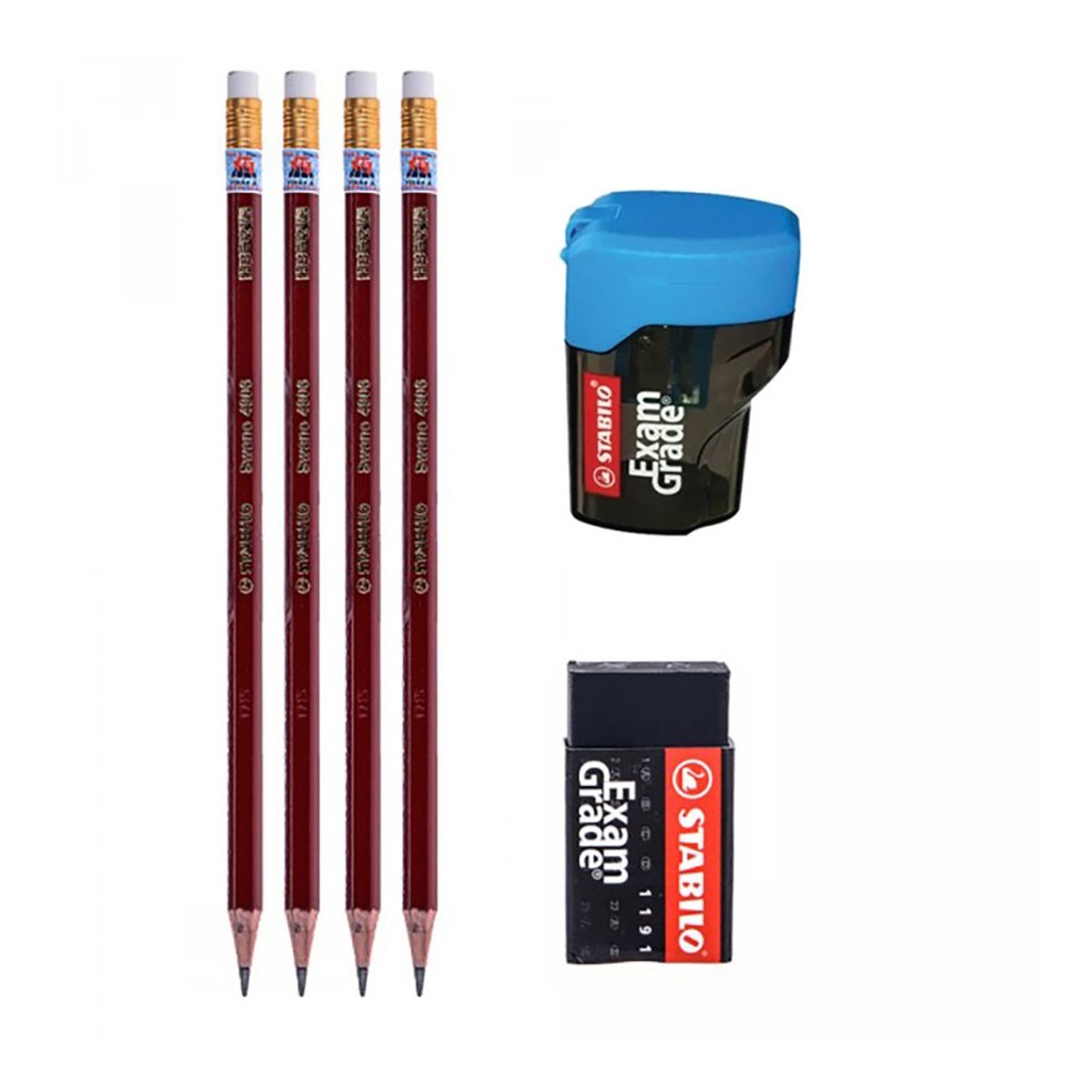 Bộ bút chì gỗ STABILO Swano có đầu tẩy thân đỏ