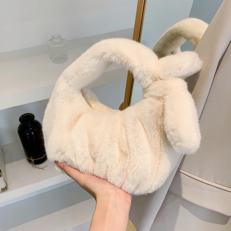 Túi xách lông nhung IELGY có khóa kéo phong cách Hàn Quốc thời trang cho nữ