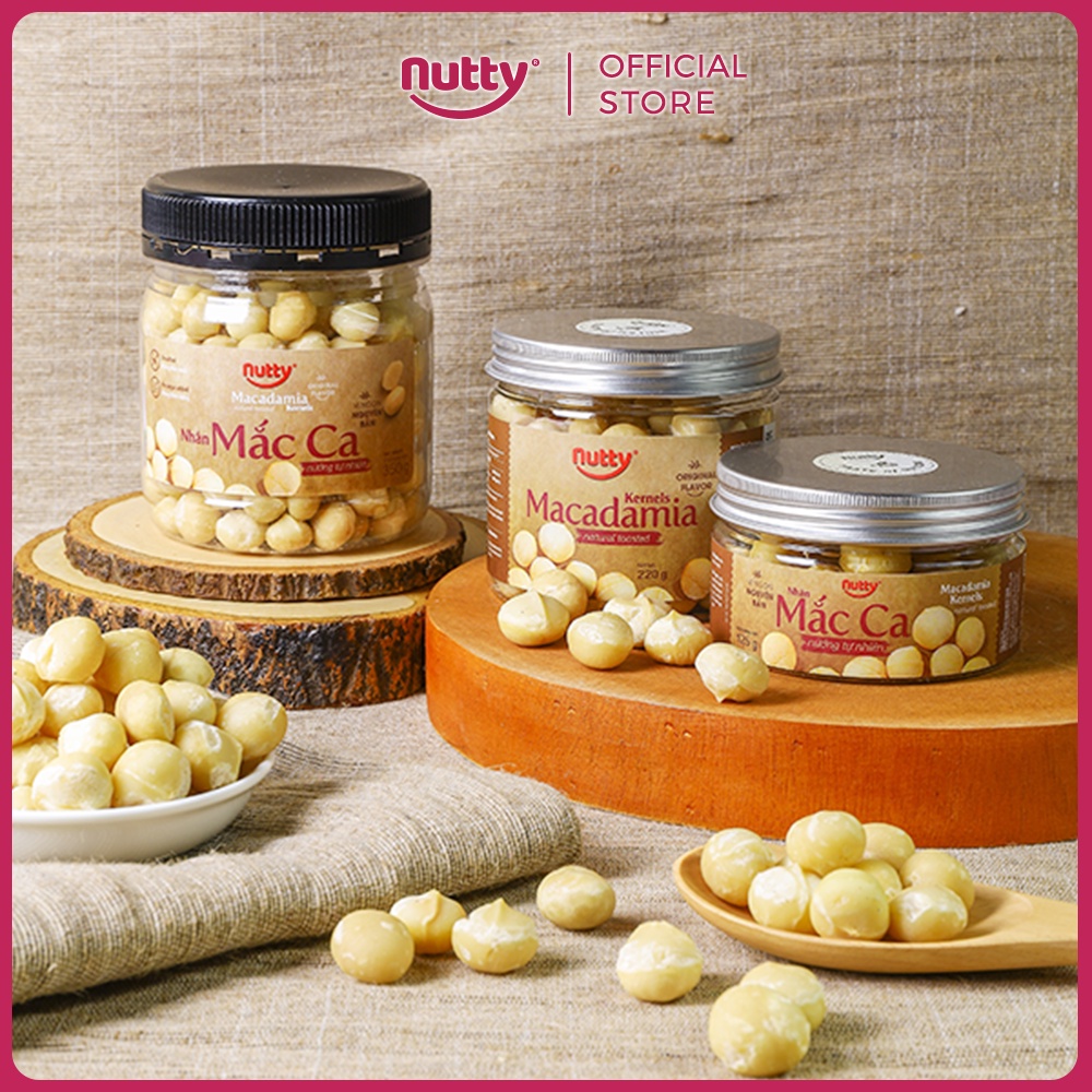 Nhân hạt mắc-ca nướng tự nhiên NUTTY, nhập khẩu từ Úc, chất lượng loại 1, thơm giòn - Hộp 125g/220g/350g/550g