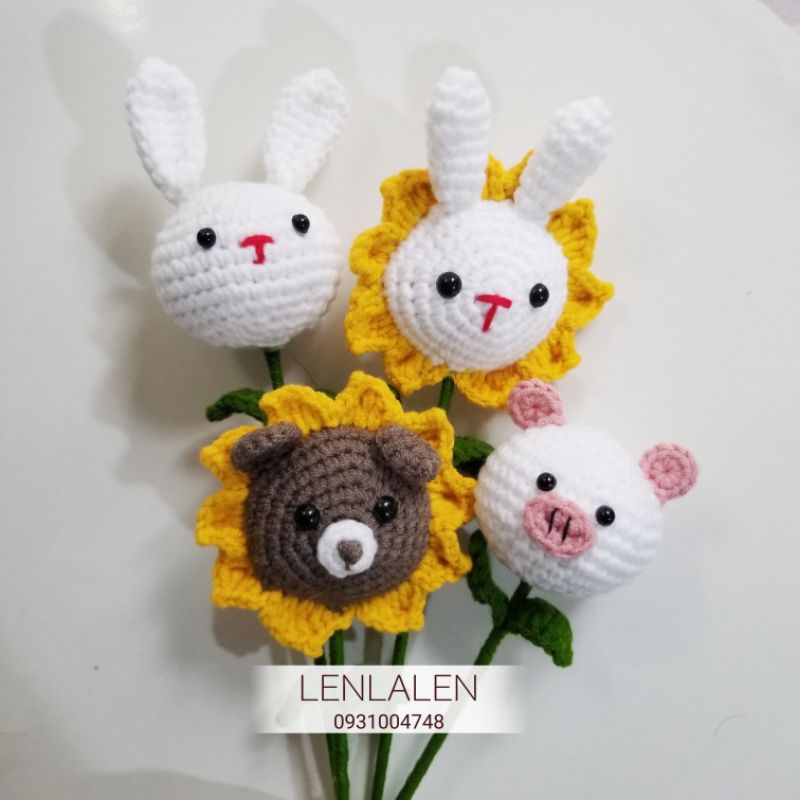 CÓ SẴN - Thú hoa len handmade hình heo gấu thỏ làm quà tặng hoặc trang trí