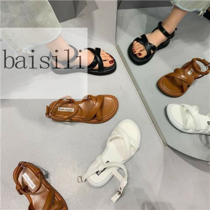 SANDAL NỮ BAISILI - GIÀY THỜI TRANG PHONG CÁCH XUỒNG QUAI CHÉO BÓNG HẬU QUAI CÀI ĐẾ THẤP BS220727