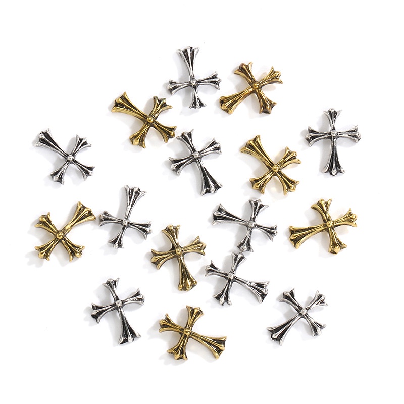 Phụ Kiện Trang Trí Móng Tay Hình Chữ Thập Bằng Kim Loại Phong Cách Rock